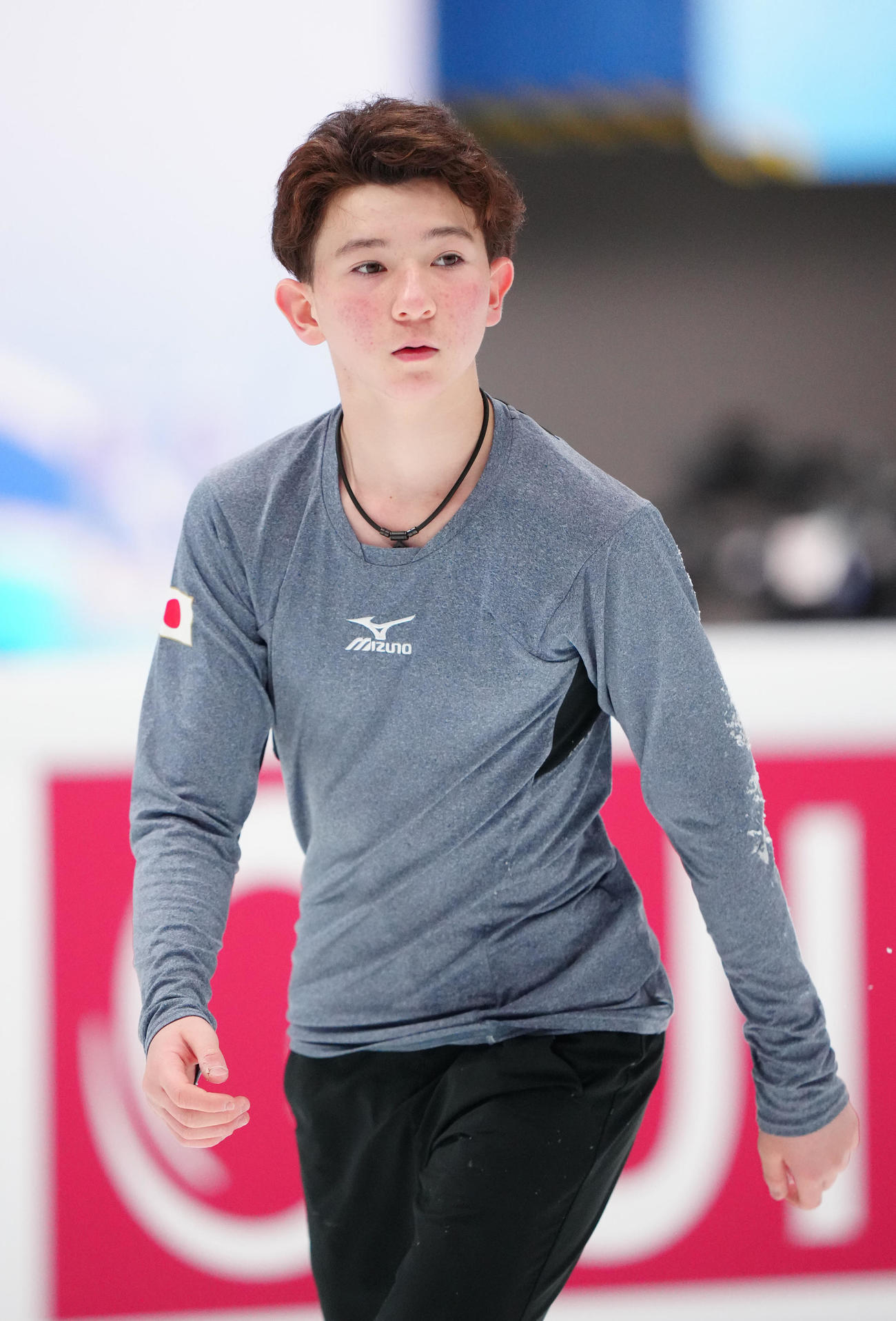 公式練習で最終調整するジュニア男子の中田（撮影・江口和貴）
