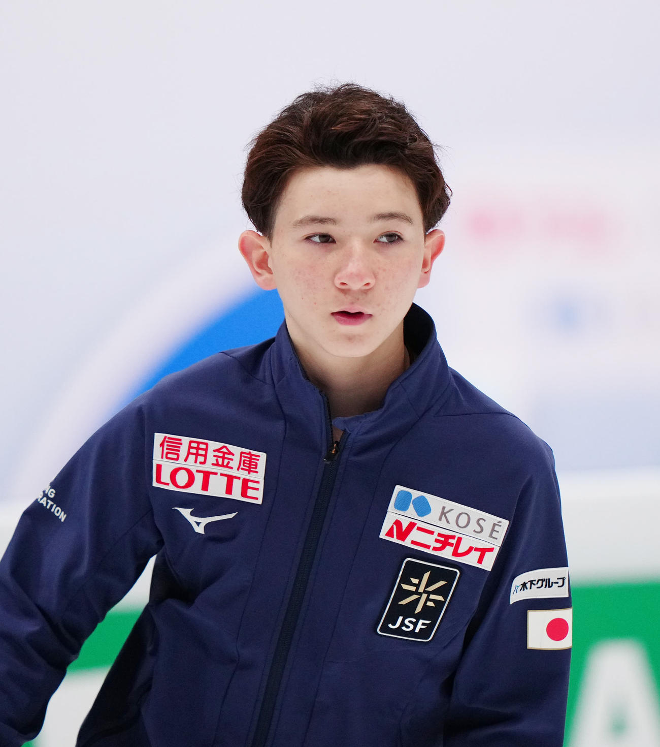 公式練習で最終調整するジュニア男子の中田（撮影・江口和貴）
