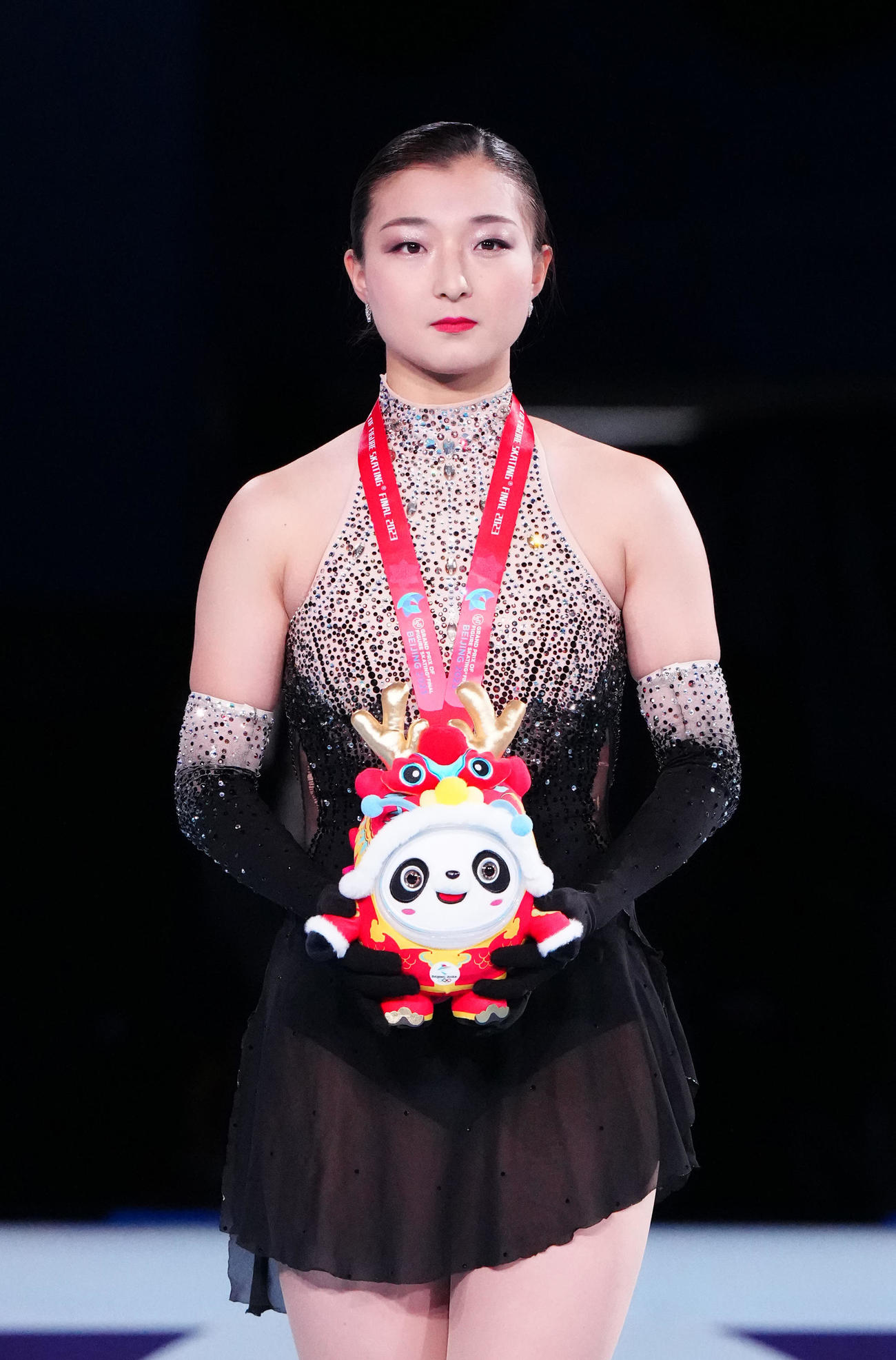女子表彰式に臨む優勝した坂本（撮影・江口和貴）