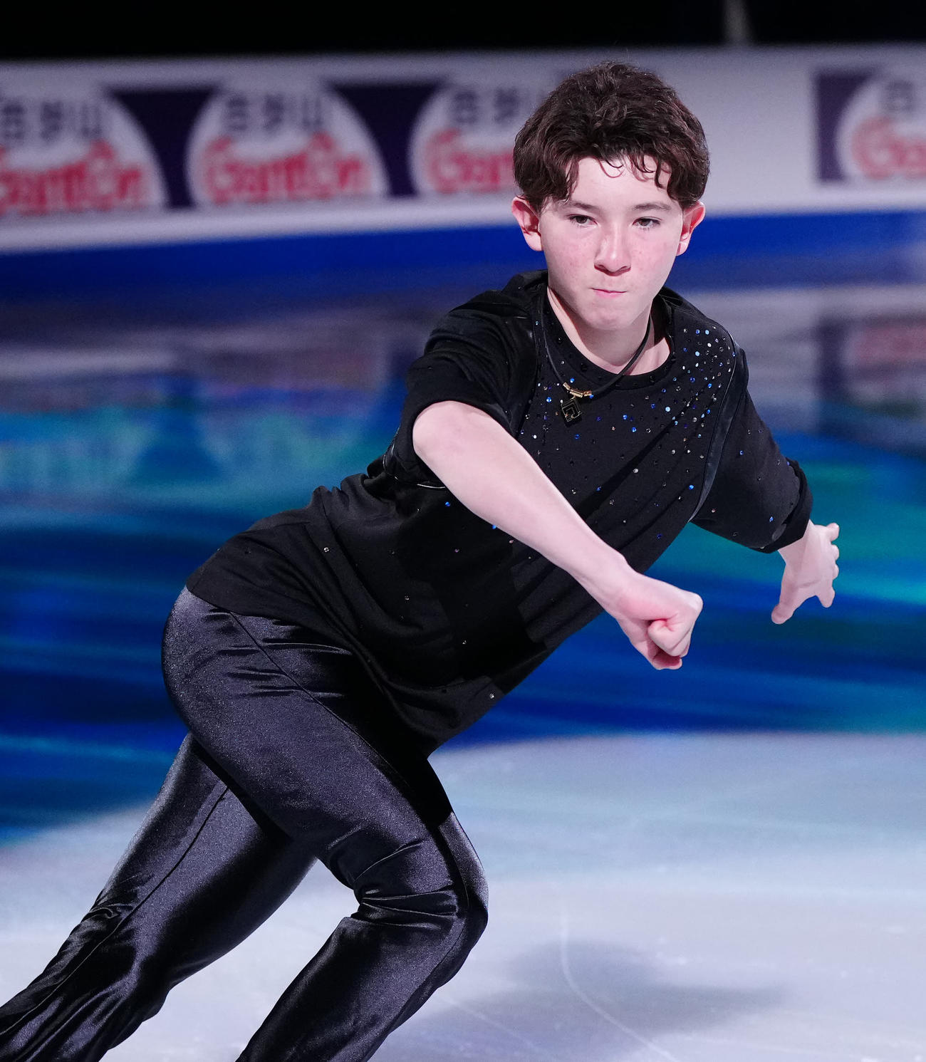 フィギュアスケートGPファイナルのエキシビションに臨むジュニア男子優勝の中田（撮影・江口和貴）
