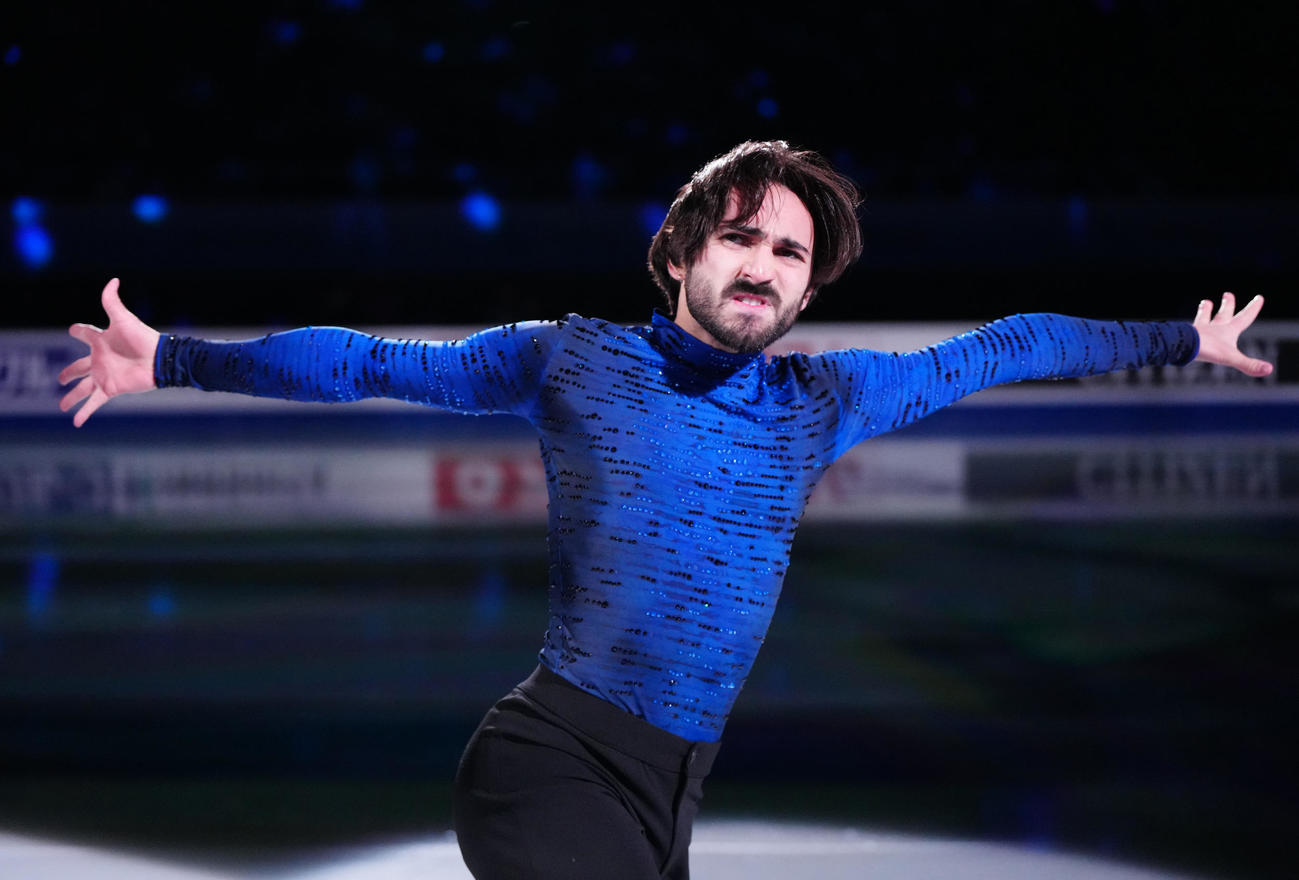 フィギュアスケートGPファイナルのエキシビションに臨む男子6位のエイモズ（撮影・江口和貴）