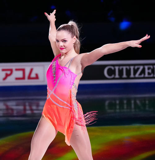 フィギュアスケートGPファイナルのエキシビションに臨む女子2位のヘンドリックス（撮影・江口和貴）