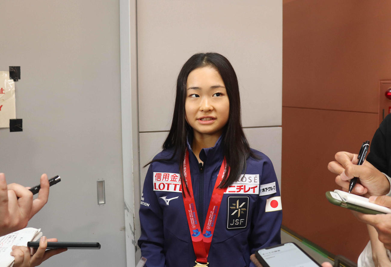 取材に応じる島田麻央（撮影・竹本穂乃加）