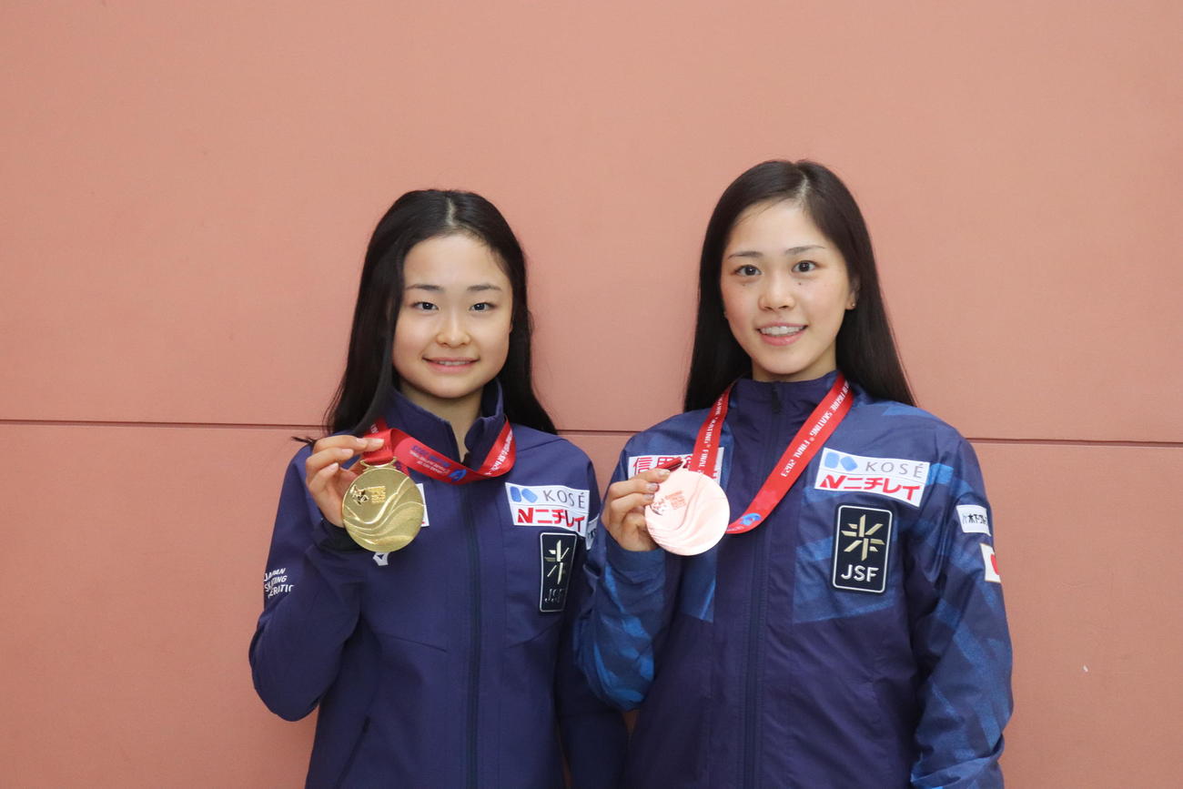 取材に応じた島田麻央（左）と吉田陽菜（右）（撮影・竹本穂乃加）