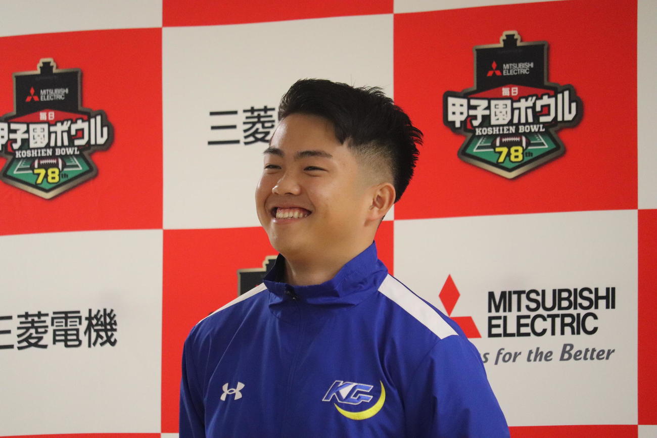 会見に出席したQB星野秀太（撮影・竹本穂乃加）