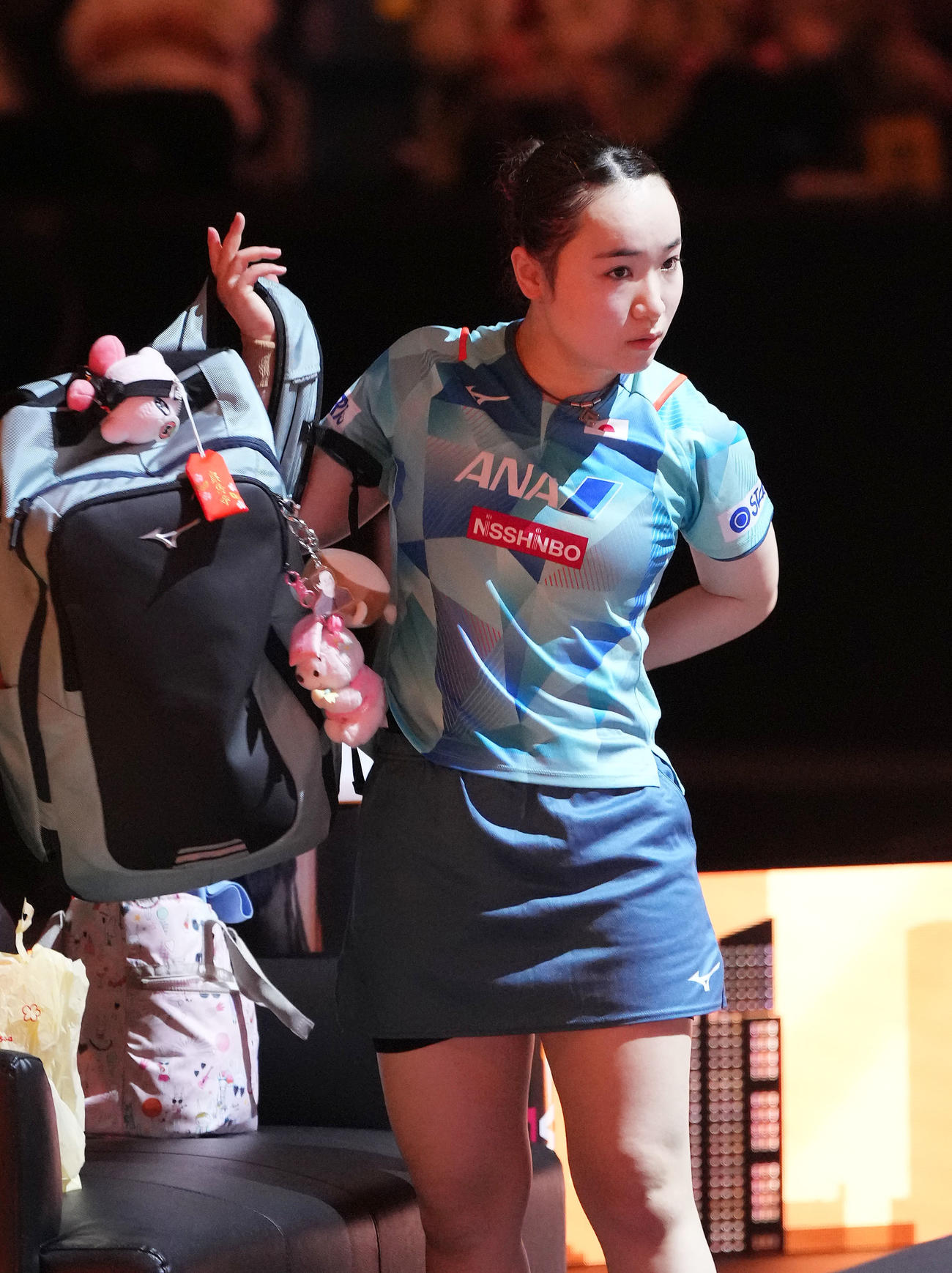 ゲームカウント3－0で陳夢に敗れ試合会場を後にする伊藤（撮影・森本幸一）