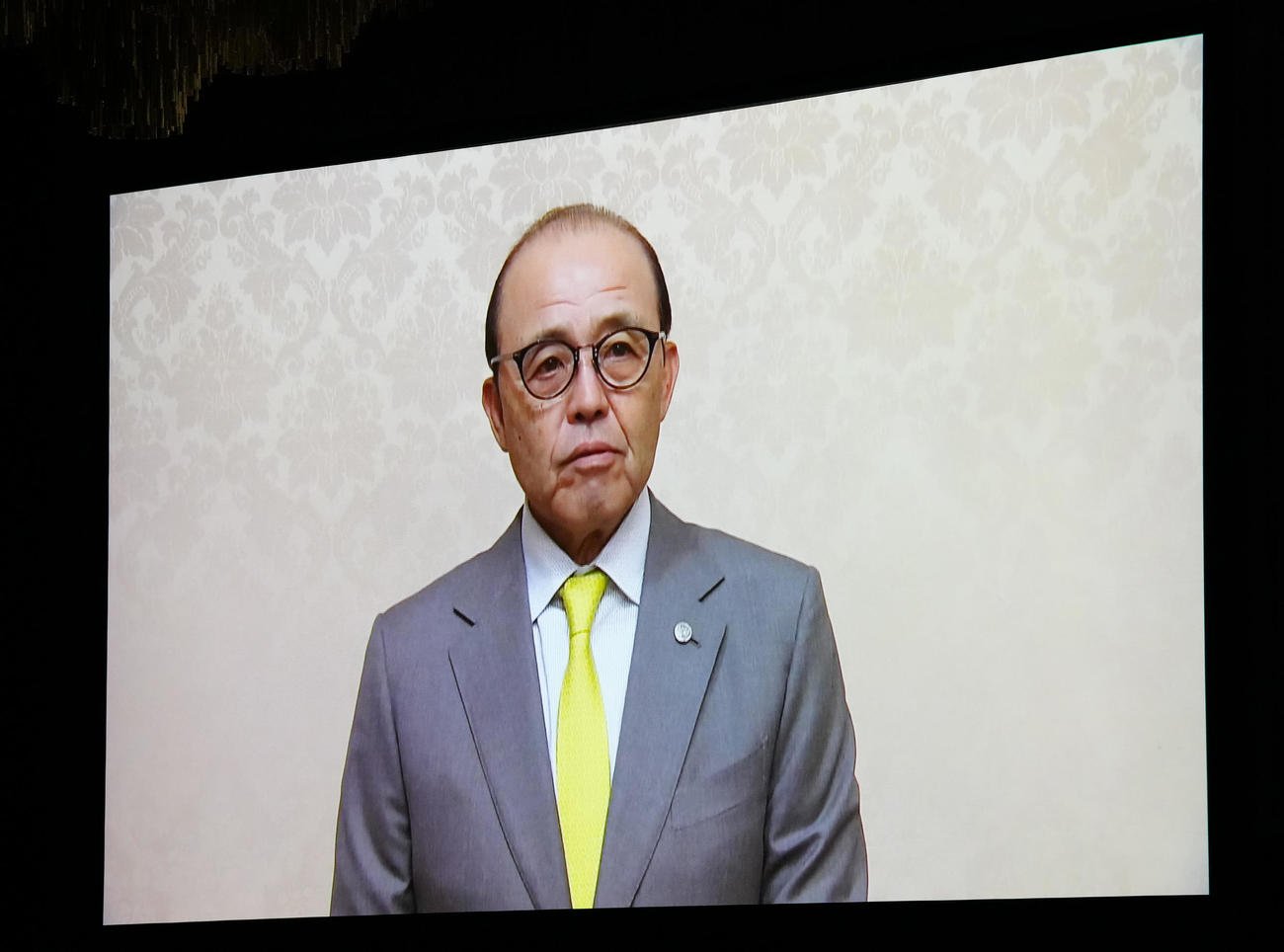 プロ野球阪神が日本プロスポーツ大賞「特別賞」を受賞。岡田監督のメッセージが上映される（撮影・江口和貴）