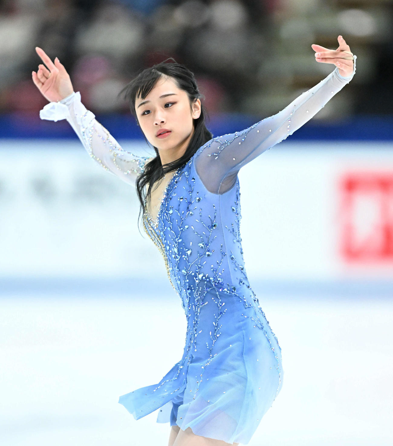 女子SPの演技をする山下（撮影・滝沢徹郎）