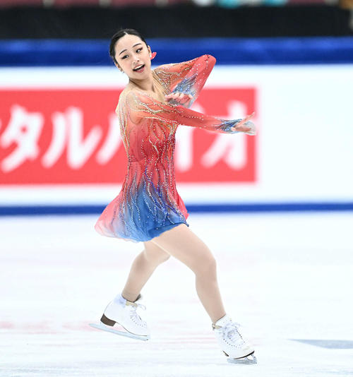 女子フリーの演技をする山下（撮影・滝沢徹郎）