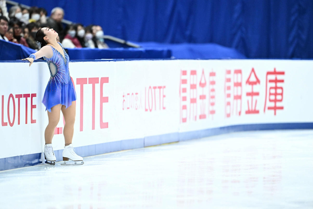 女子フリーの演技に臨む樋口（撮影・滝沢徹郎）