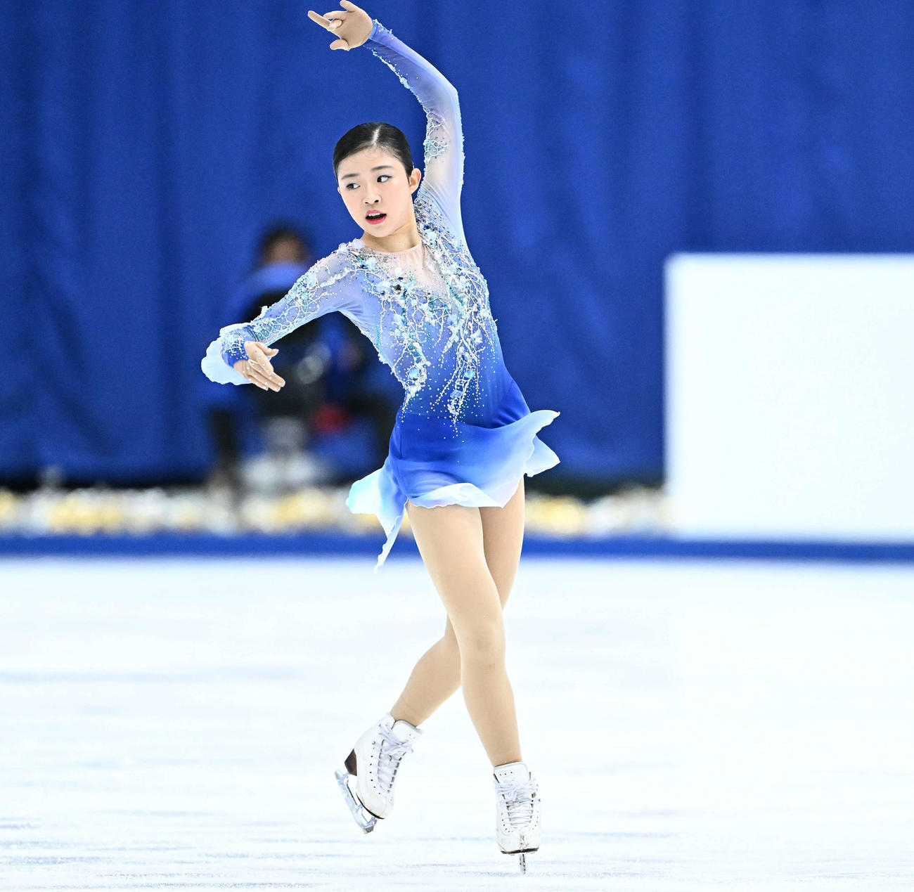 女子フリーの演技をする千葉（撮影・滝沢徹郎）