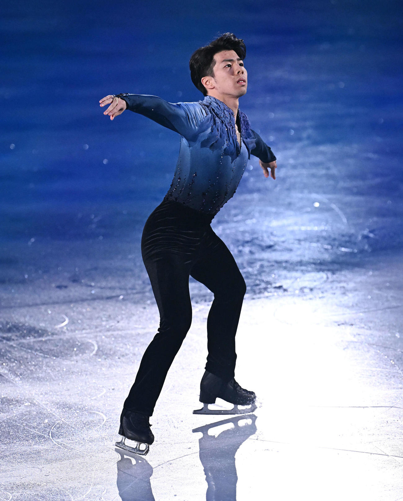 エキシビションで演技する佐藤（撮影・滝沢徹郎）