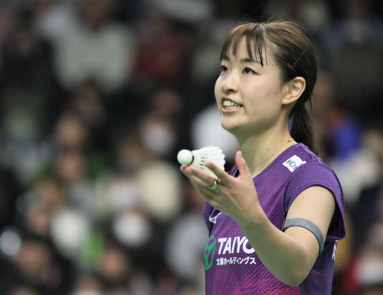 全日本総合選手権女子シングルス準決勝　大堀と対戦した奥原（撮影・藤塚大輔）