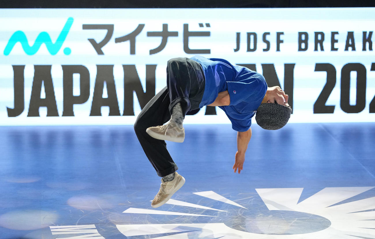 オープンB－Boy準決勝、演技するharuto（撮影・垰建太）