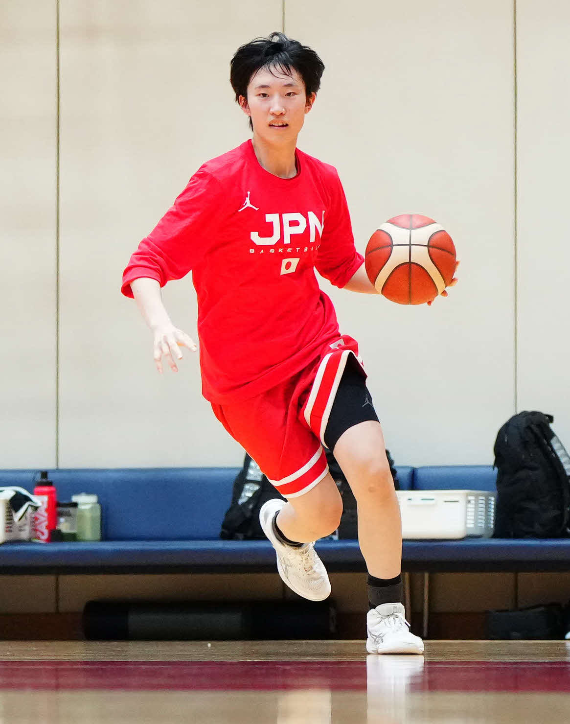 練習に臨むバスケットボール女子日本代表候補の絈野夏海（撮影・江口和貴）