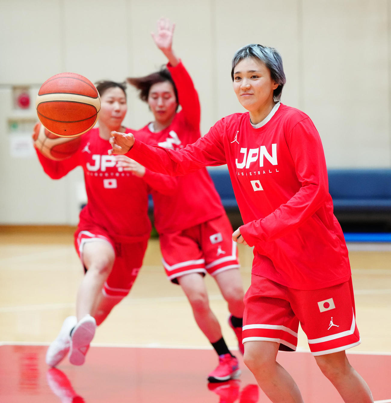 練習に臨むバスケットボール女子日本代表候補の吉田（撮影・江口和貴）