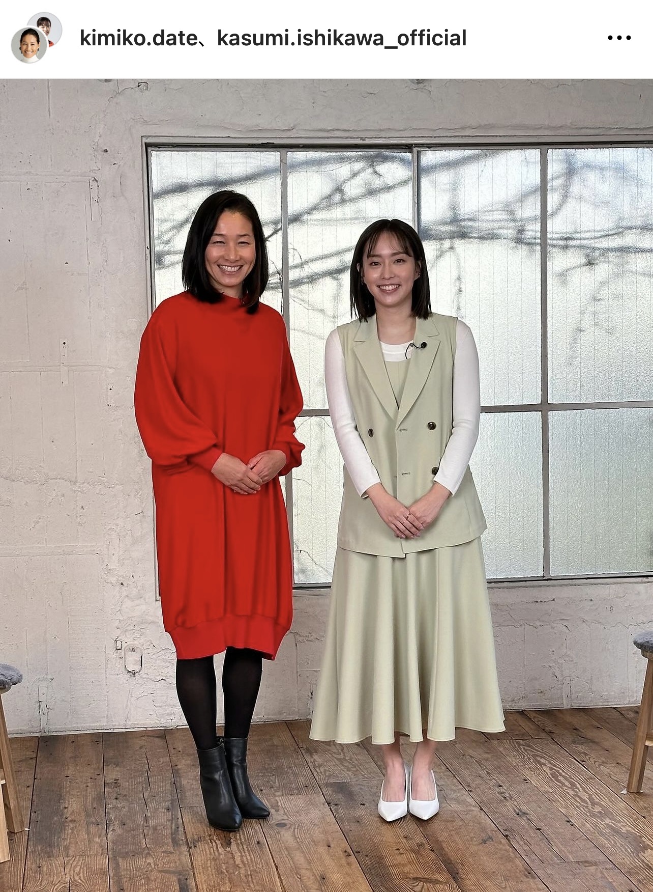 伊達公子さんと石川佳純さんのツーショット（伊達公子さんのインスタグラムから）