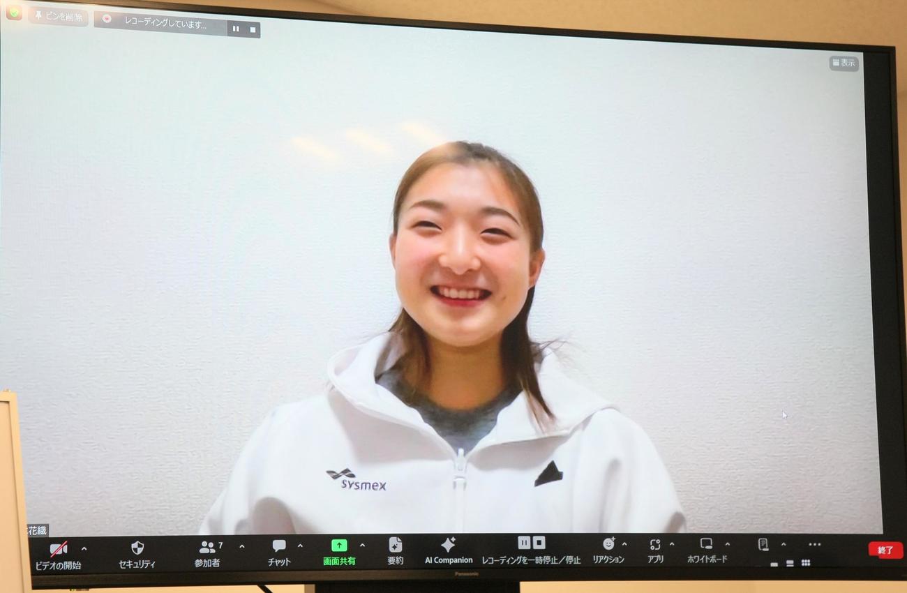 国民スポーツ大会冬季大会へ向けた意気込みを語るフィギュアスケート女子の坂本（撮影・藤塚大輔）