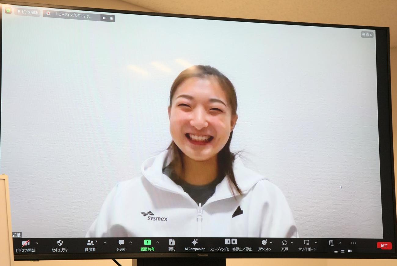 国民スポーツ大会冬季大会へ向けた意気込みを語るフィギュアスケート女子の坂本（撮影・藤塚大輔）