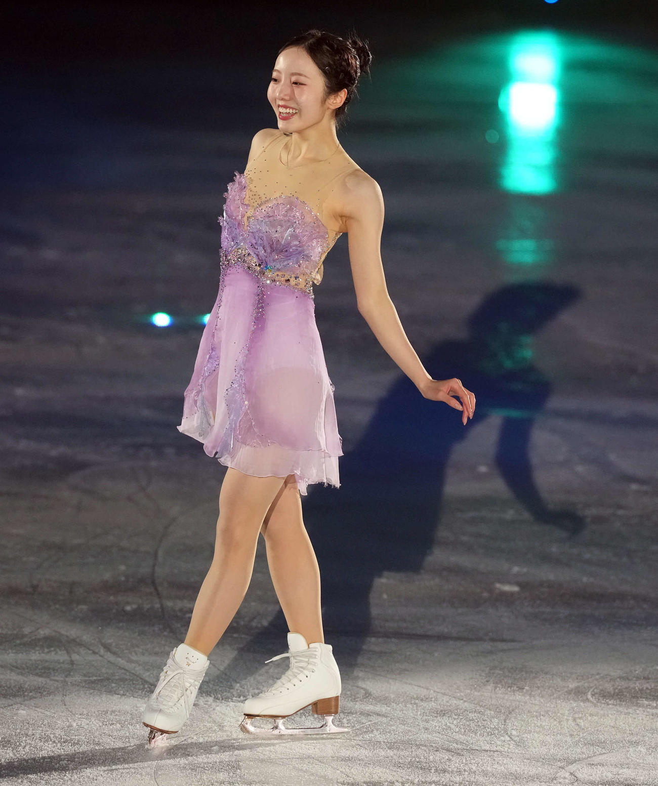 演技終了で笑顔を見せる本田真凜さん（撮影・たえ見朱実）