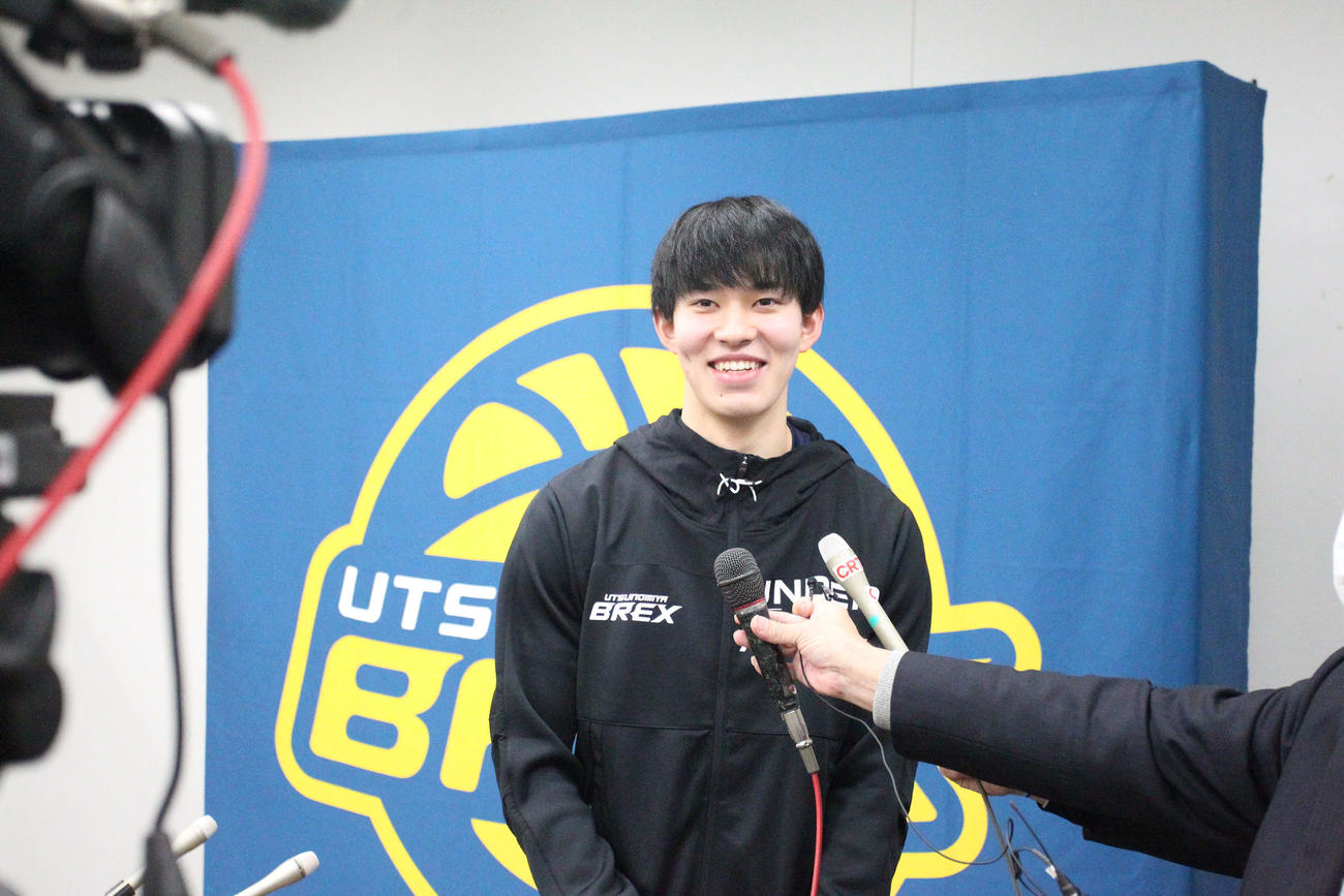 大学生プロとして宇都宮ブレックスに入団した筑波大の小川敦也（撮影・沢田啓太郎）