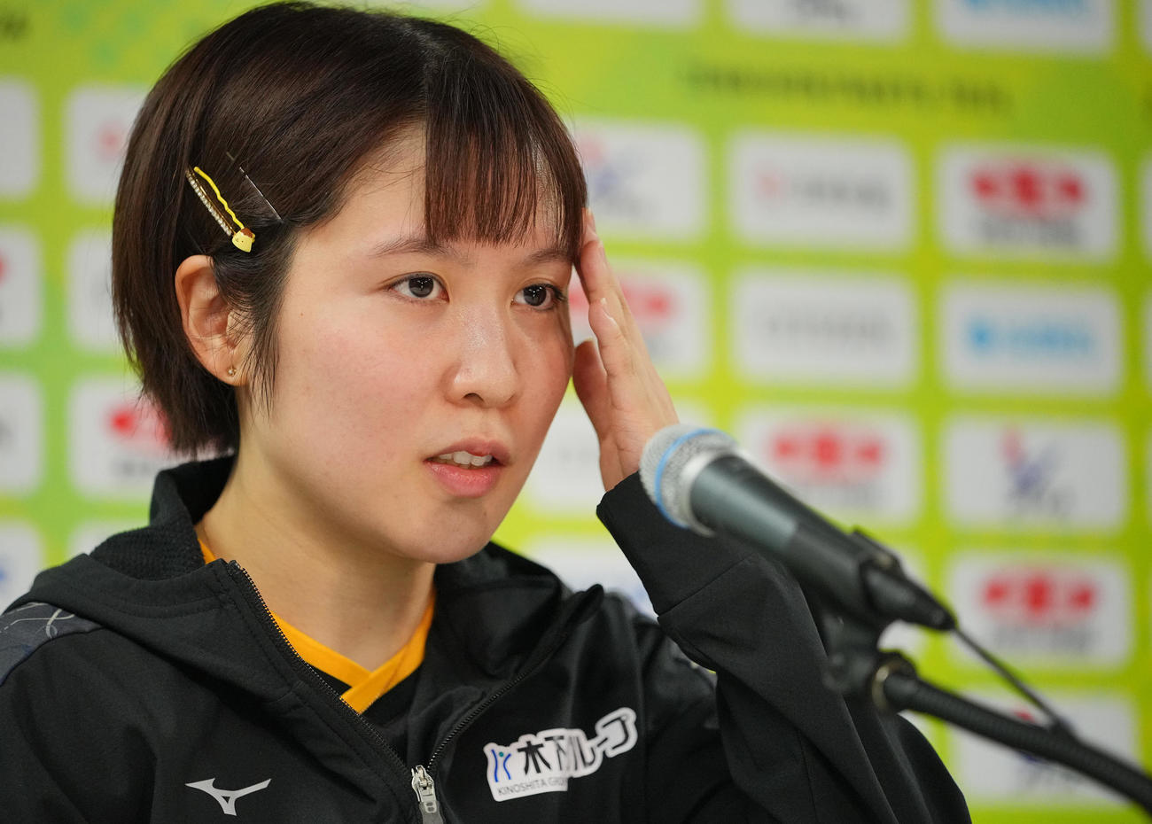 試合後、取材に応じる平野（撮影・垰建太）