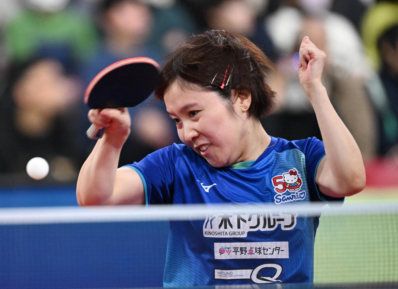 女子シングルス準々決勝で赤江に敗れた平野美（代表撮影）
