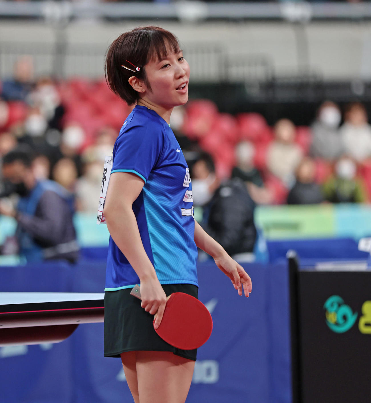 女子シングルス準々決勝で赤江に敗れた平野美（代表撮影）
