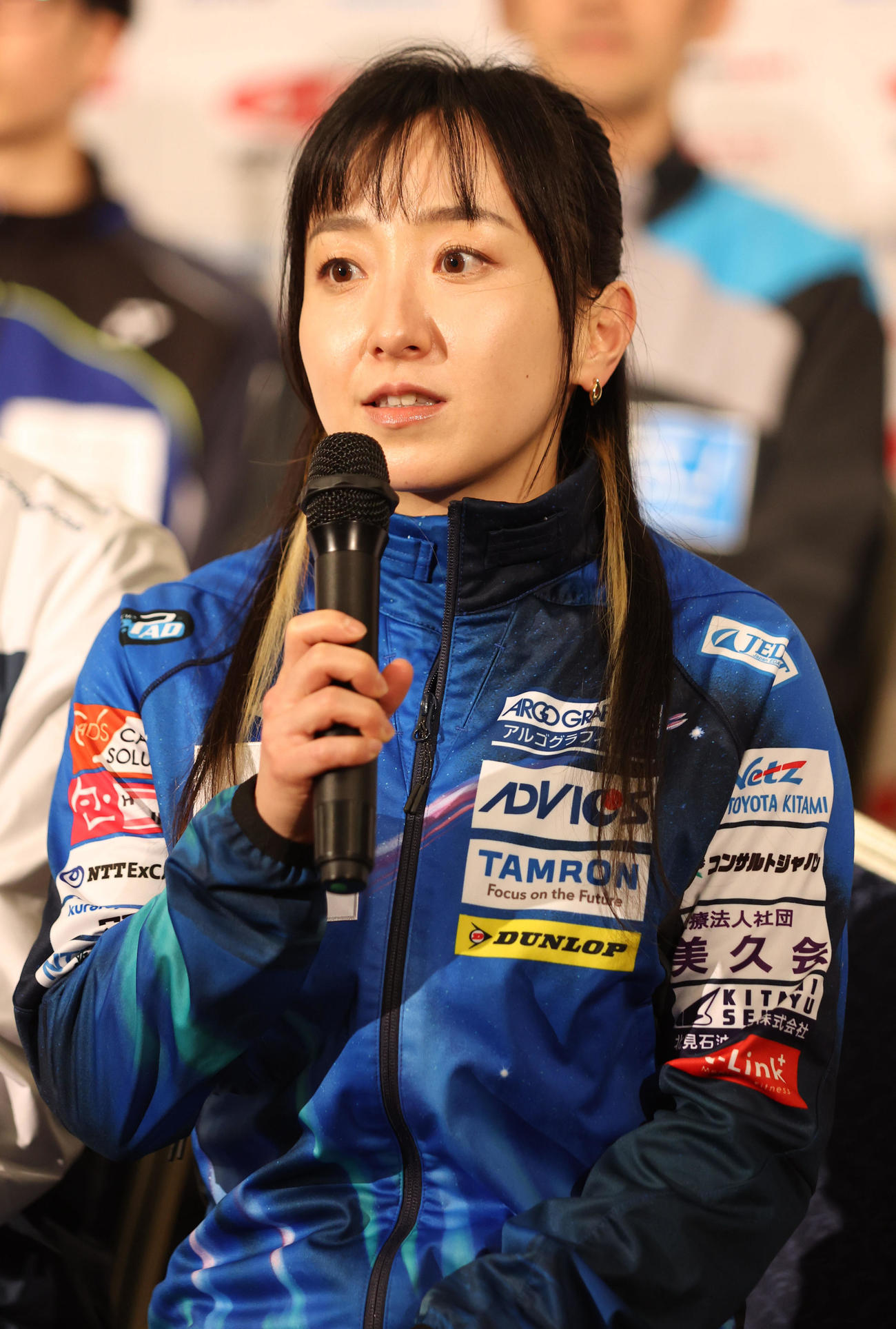 スキップ合同会見に臨むロコ・ソラーレの藤沢（撮影・佐藤翔太）
