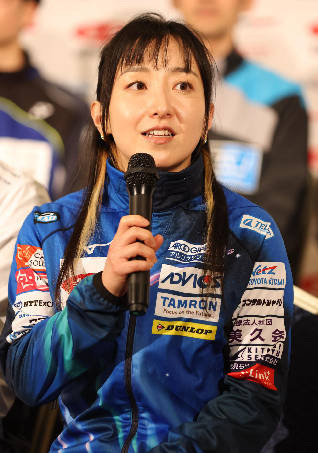 スキップ合同会見に臨むロコ・ソラーレの藤沢（撮影・佐藤翔太）