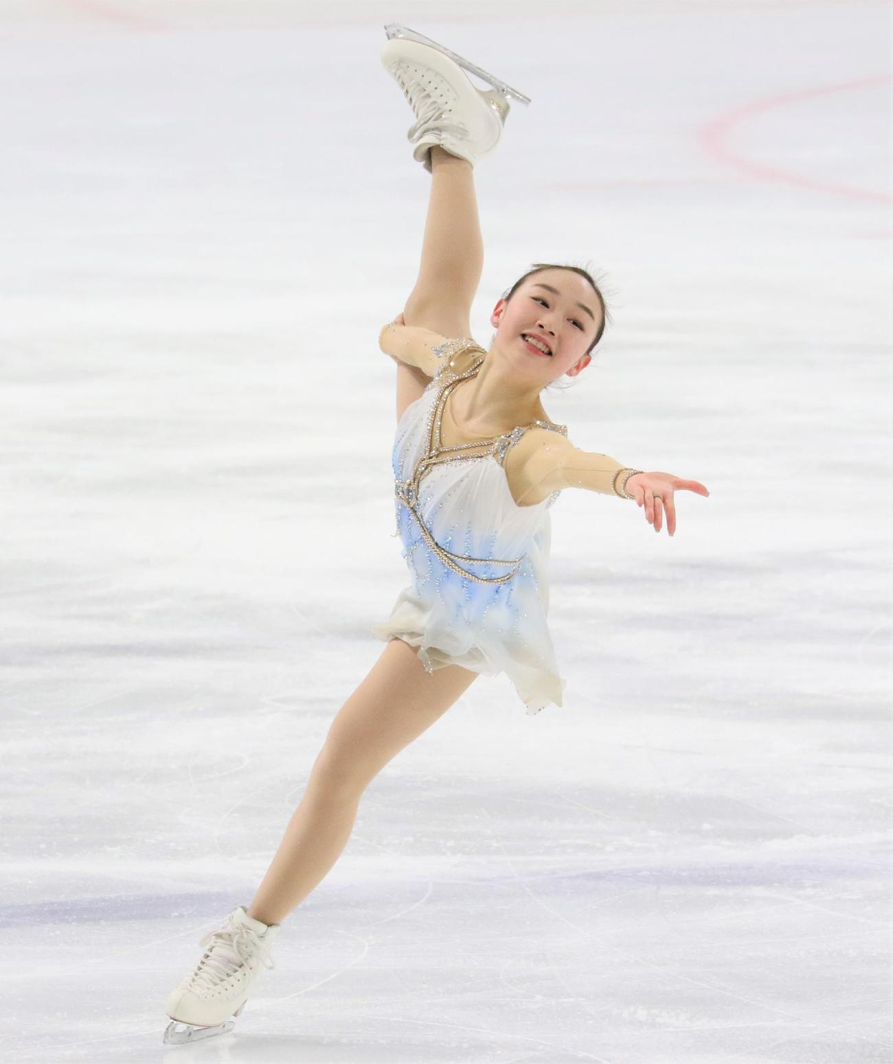 国民スポーツ大会冬季大会　成年女子フリーで演技を披露する松生（撮影・藤塚大輔）