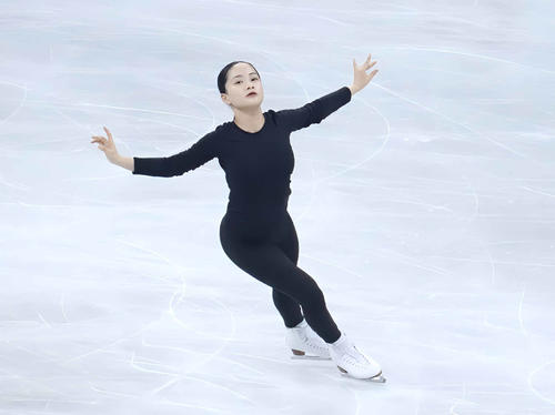 公式練習に参加した渡辺倫果（撮影・竹本穂乃加）