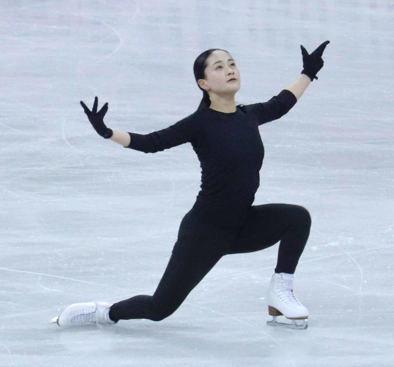 公式練習に参加した渡辺倫果（撮影・竹本穂乃加）＝2024年2月2日、中国・上海