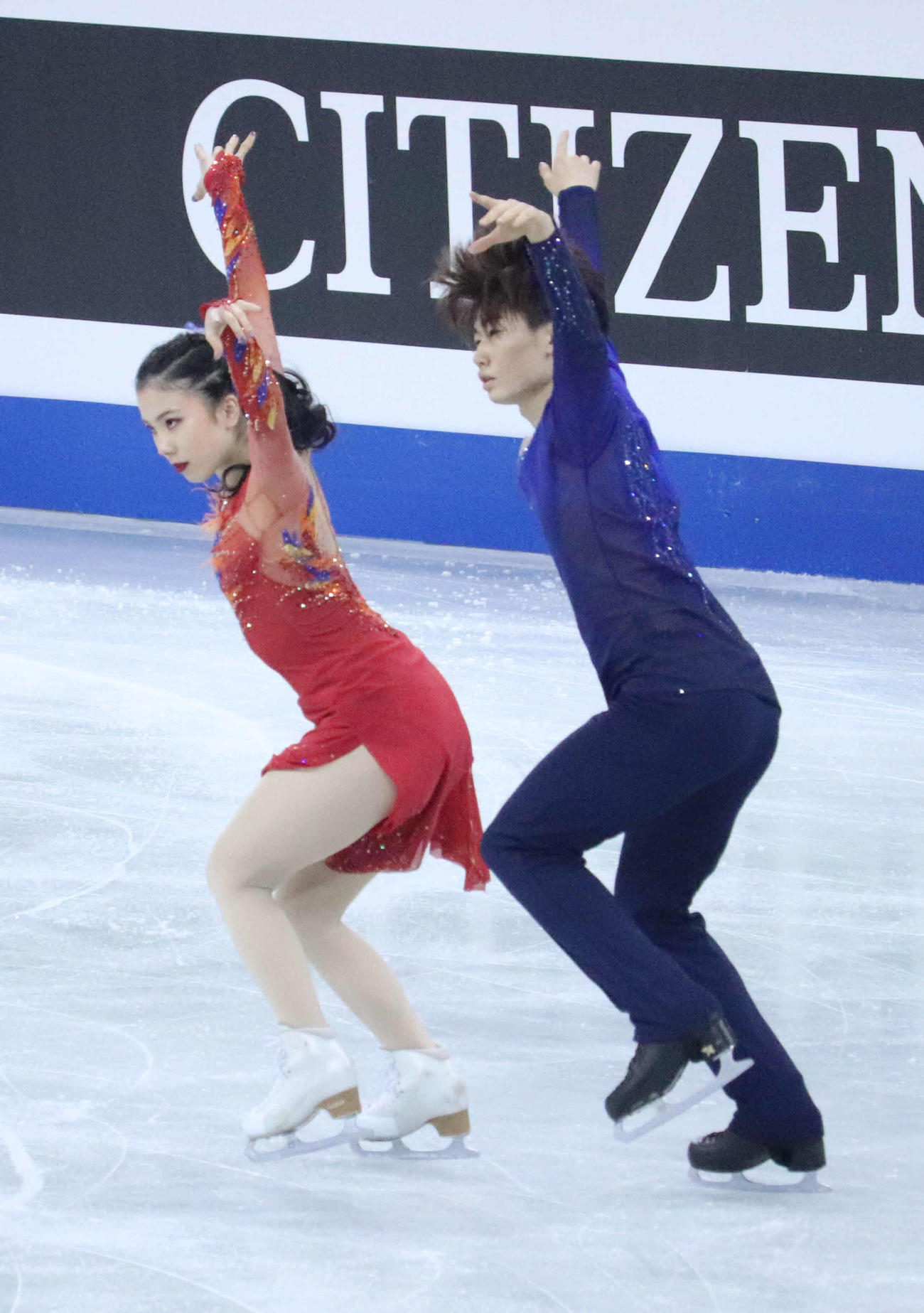 FDに臨んだ吉田唄菜、森田真沙也組（撮影・竹本穂乃加）＝2024年2月4日、中国・上海