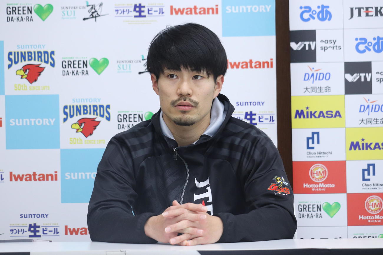 会見に出席したジェイテクト関田誠大（撮影・竹本穂乃加）