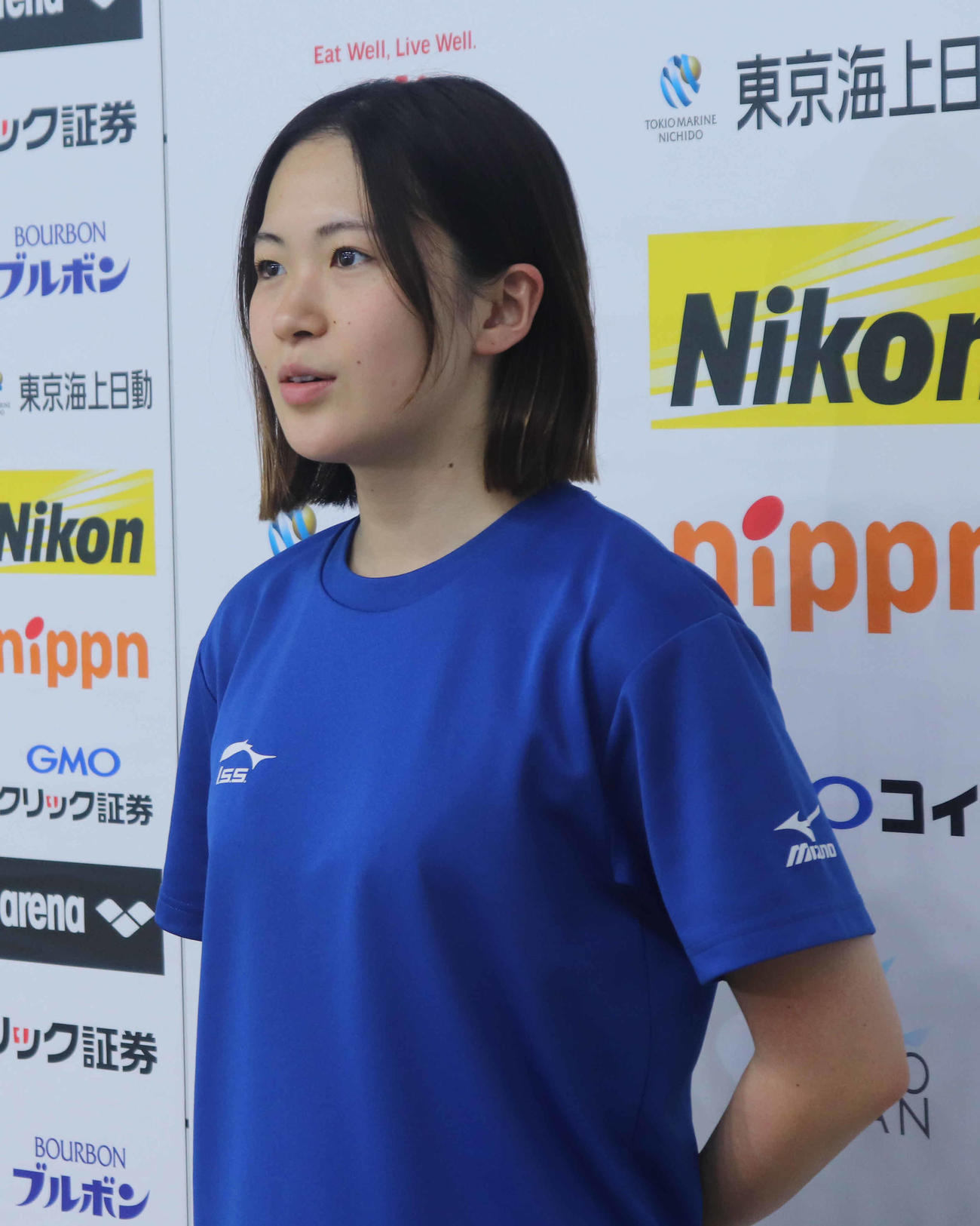 取材に答える谷川亜華葉（撮影・竹本穂乃加）