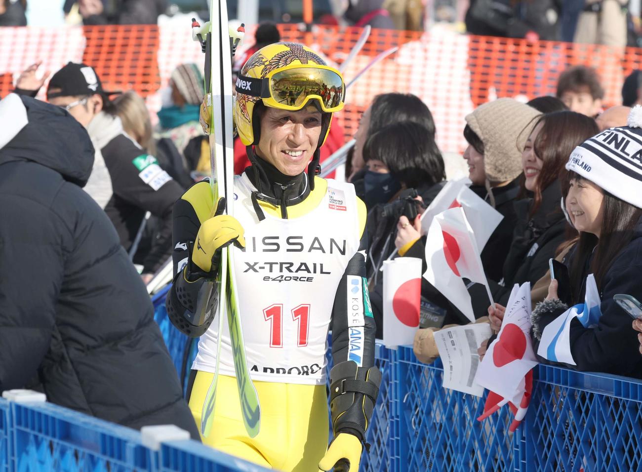 予選を100・5メートルで通過し笑顔の葛西（撮影・黒川智章）