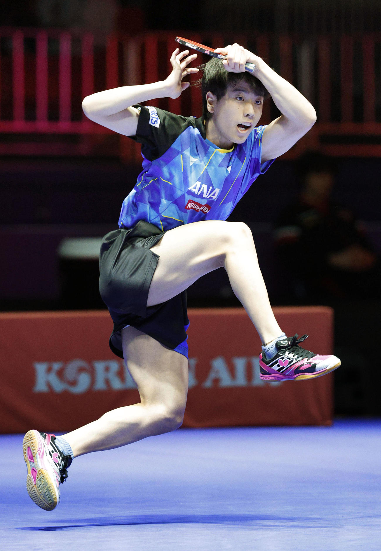 男子2回戦　オーストリア戦の第2試合でプレーする篠塚大登＝釜山（共同）