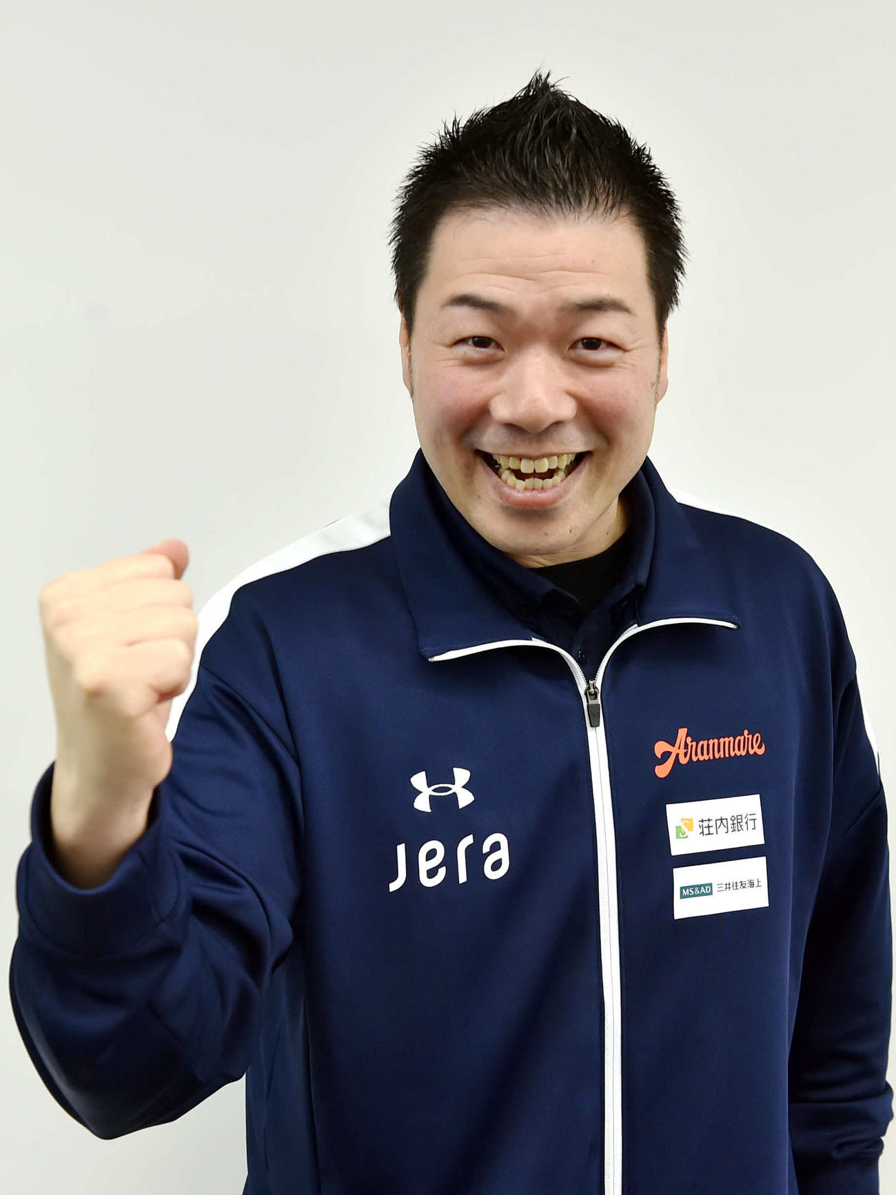 Vカップでの勝利に燃えるアランマーレ山形・北原監督（撮影・相沢孔志）