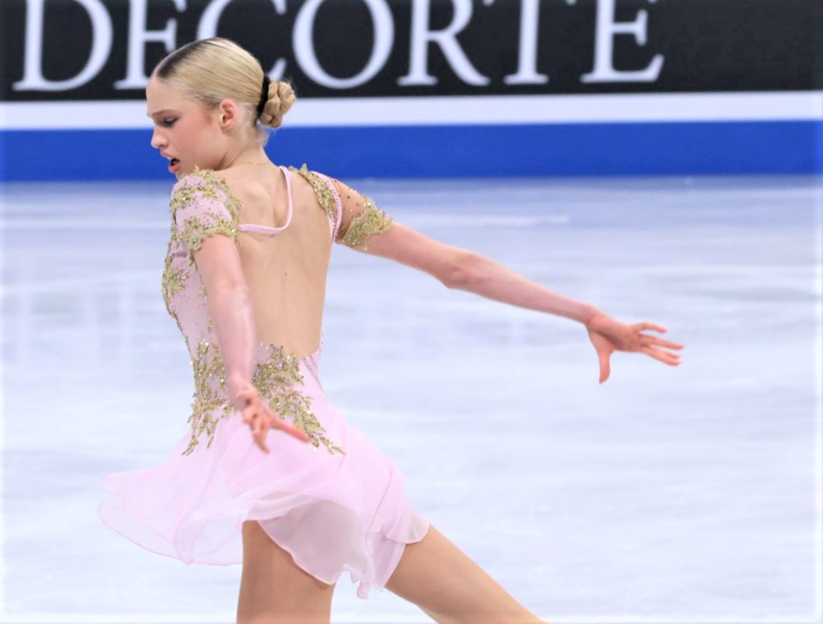 世界選手権女子SP　演技を披露するキミー・ルポンド（撮影・阿部健吾）