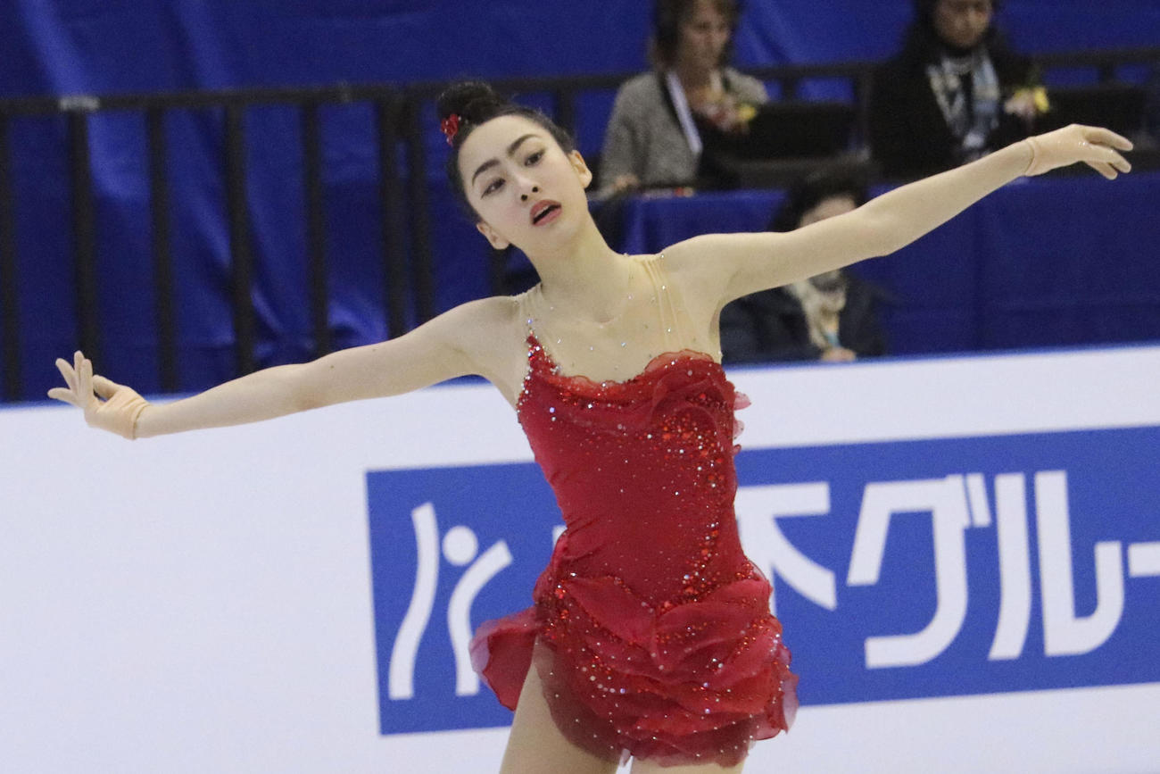 女子フリーで演技する櫛田育良＝台北（共同）