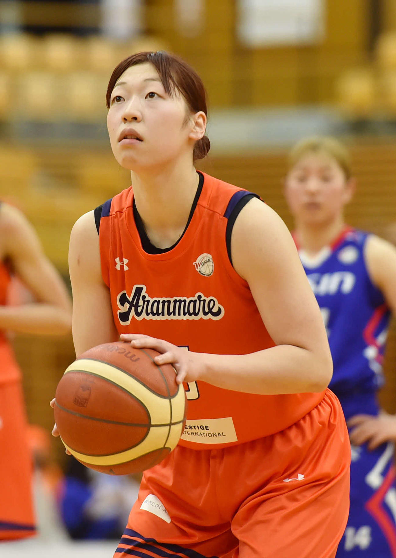 アランマーレ秋田対アイシン　第2Q、フリースローを打つアランマーレ秋田・佐藤京（撮影・相沢孔志）