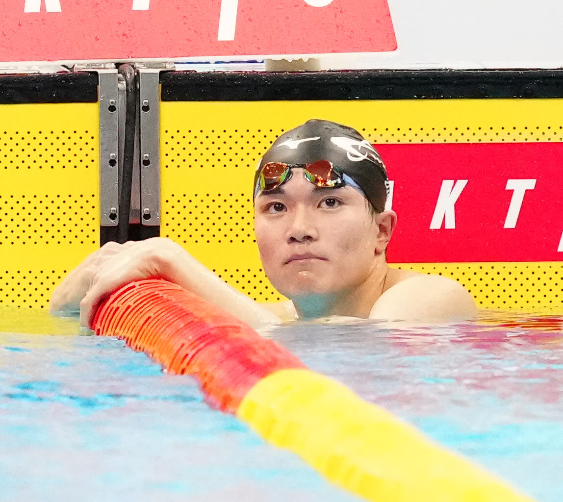 パリ五輪代表選考会の男子400メートル個人メドレー予選に臨んだ松下（撮影・江口和貴）