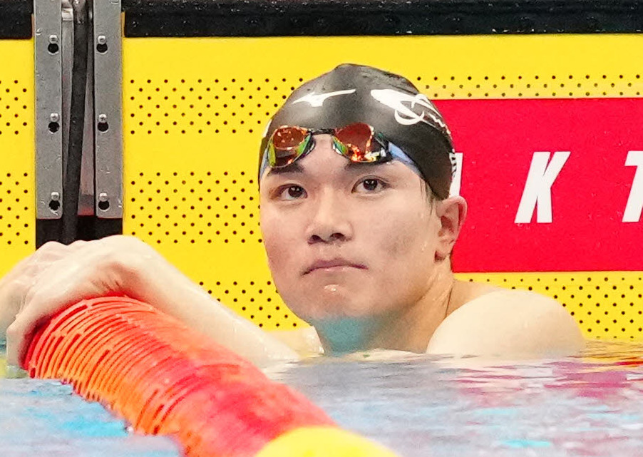 パリ五輪代表選考会の男子400メートル個人メドレー予選に臨んだ松下（撮影・江口和貴）