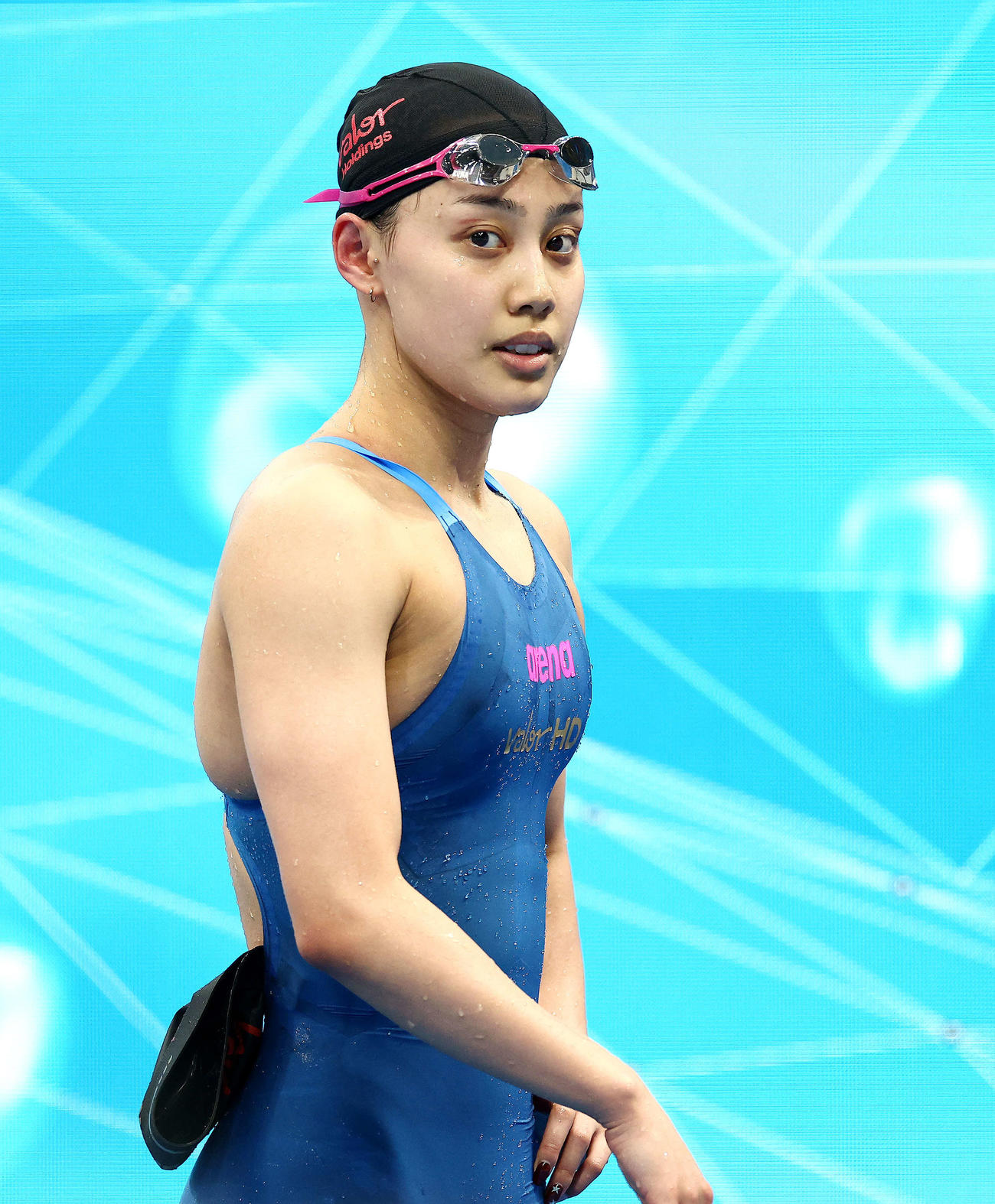 女子200メートル平泳ぎ予選を終える今井（撮影・河田真司）