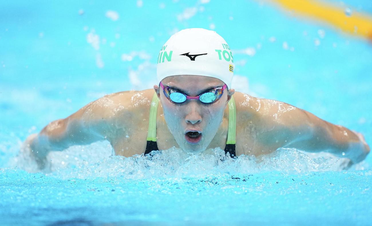 女子200メートル個人メドレー予選、力泳する大橋（撮影・垰建太）