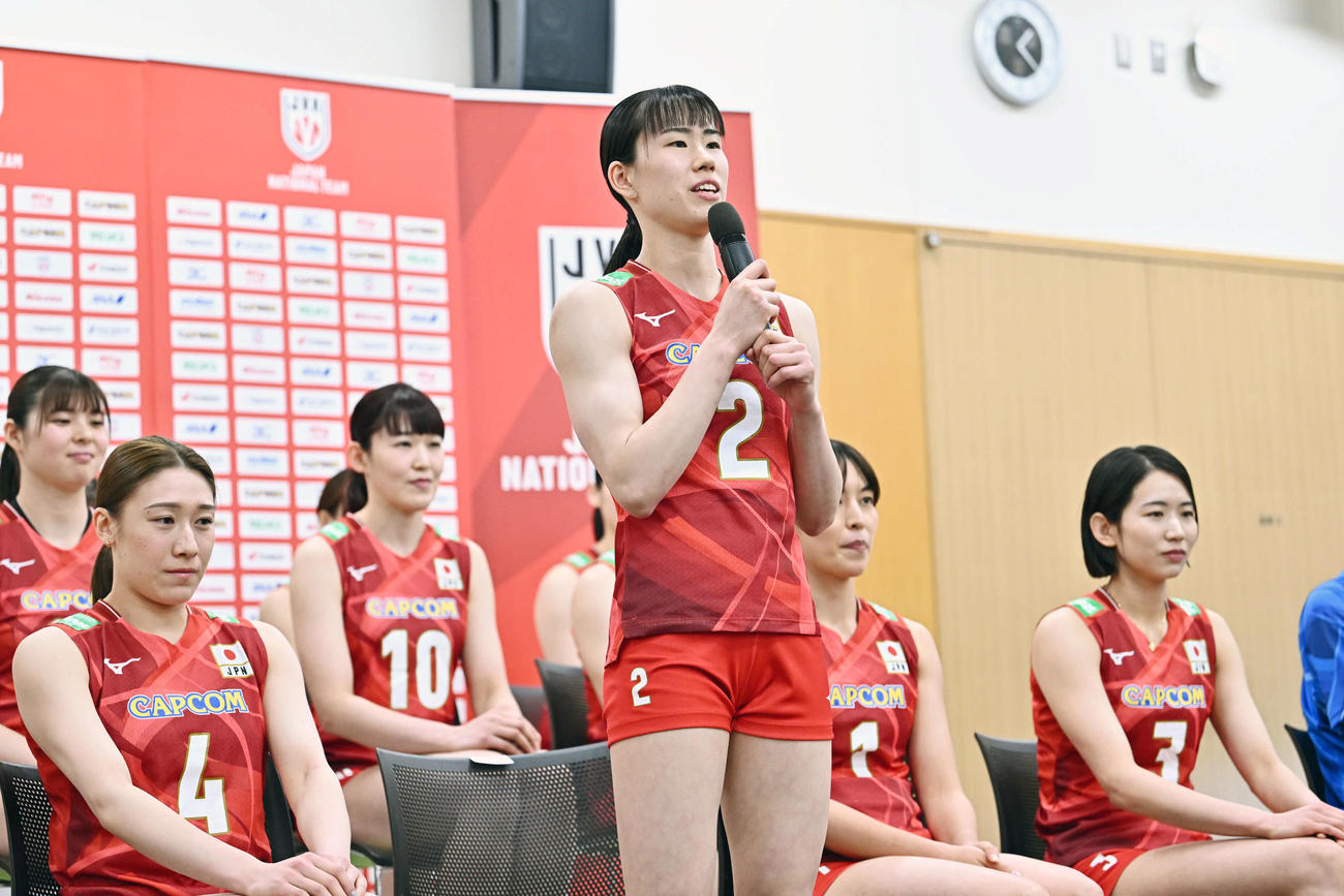 意気込みを表明する林（中央）（撮影・滝沢徹郎）