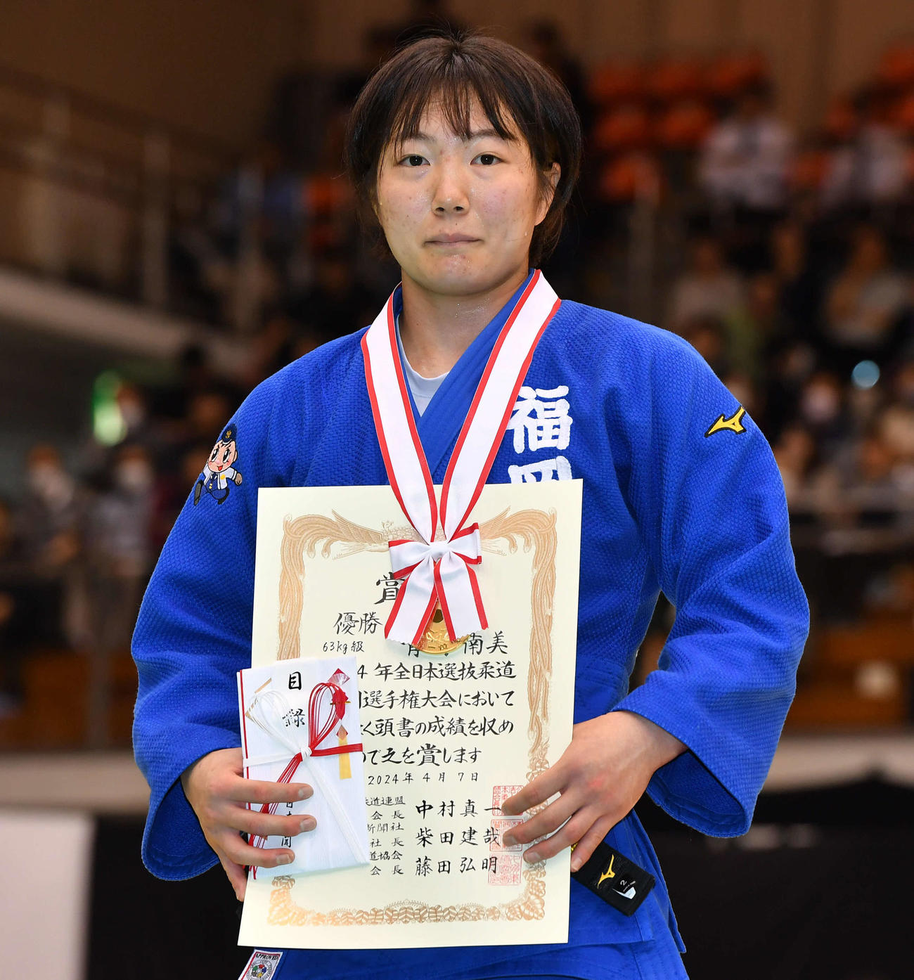 女子63キロ級で優勝した青野南美（撮影・岩下翔太）