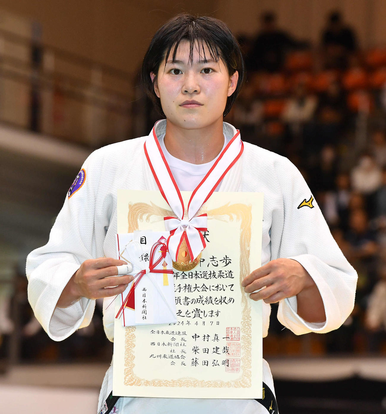 女子70キロ級で優勝した田中志歩（撮影・岩下翔太）