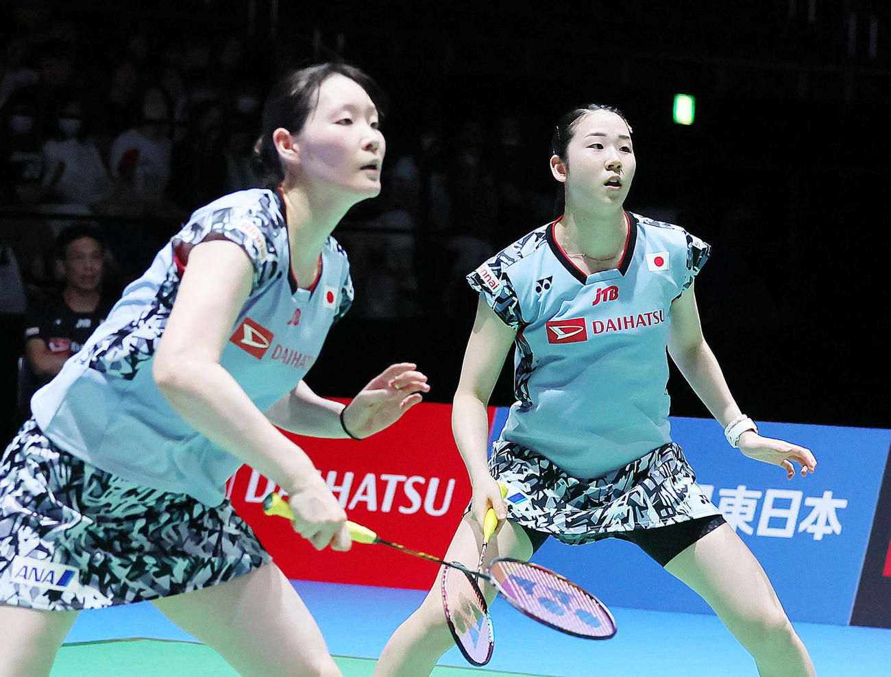 永原和可那（右）、松本麻佑組（2023年7月29日撮影）